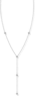 14K Gold Plated Lariat Station Necklace for Women | Simulated Diamond Chain Necklace | Cubic Zirconia Necklace