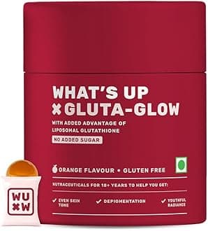 What's Up Wellness Gluta-Glow Gummies | Liposomal Glutathione Supplement with Vitamin C for Radiant Skin Tone | Depigmentation | Detoxification | 15 Days | Men & Women | No Added Sugar