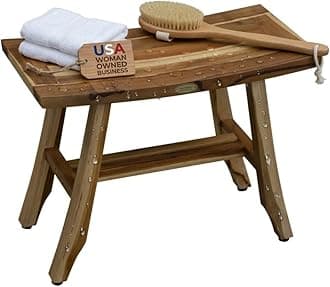 EcoDecors Satori Shower Bench, Natural, 24Lx12Wx18.5T