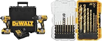 DEWALT DCK299P2 20V MAX XR Lithium Ion Brushless Premium Hammerdrill & Impact Driver Combo Kit, 5.0 Ah with Titanium Speed Tip Drill Bit Set