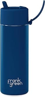 Frank Green - Ceramic Reusable Bottle - Stainless Steel Water Bottle With Straw, Insulated Water Bottle, Metal Water Bottle - Flip Straw Lid - 20oz - Deep Ocean