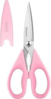 iBayam All Purpose 8.5" Cooking Scissors with Sheath, Pink Kitchen Gadgets for Women, Mom, Wife, Her