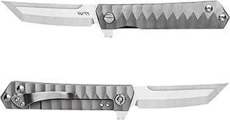 - 3.4 Inches Tanto Tactical Folding Knife TC4 Titanium Handle