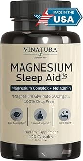 Magnesium Sleep Aid - Magnesium Glycinate Complex for Sleep with Melatonin Supplement - Glycinate 500mg, L-Theanine - 120 Capsules