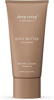 Deep Steep Body Butter, 6 oz – Rich Moisturizer with Ceramides, Coconut Oil, Argan Oil & Aloe Vera – Vegan, Clean Beauty, Smooth & Hydrated Skin (6 Ounces, Brown Sugar Vanilla)