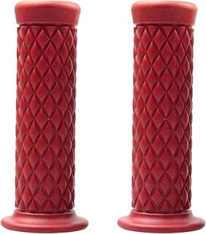 Motorcycle Hand Grips, Non Slip Rubber Bar for 7/8" 22mm/24mm Handles, Vintage Motorbike Thruster Grip, Handlebar for Hand Comfort, Universal for Motocross Scooter Dirt Bike, Open End (Wine Red)
