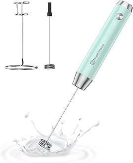Rechargeable Milk Frother with Stand, LunaFro Handheld Electric Foam Maker Waterproof Detachable Stainless Steel Whisk Drink Mixer Foamer for Lattes, Cappuccino