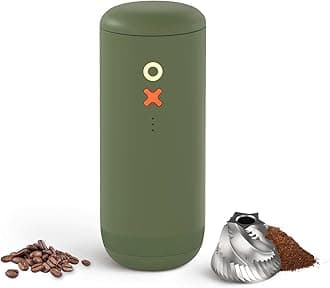 Nuttii Burr Coffee Grinder – Electric, Portable, Small, Quiet Adjustable Mini Conical Burr Coffee Bean Mill, 20 Grind Settings for Espresso, Pour-Over, French Press Moka A TIMEMORE Brand (Olive Green)