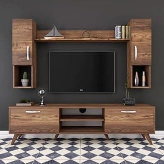 Spyder Craft Matte Finish TV Entertainment Unit, Tv Stand with Wall Shelf Book Storage | Decore Living Room Engineered Wood TV Entertainment Books Storage & Decor Display Unit
