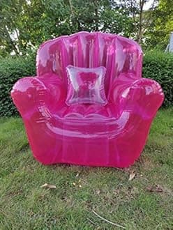 Inflatable chair sofa Lazy person tremble transparent portable cushion stool portable single person flush sofa outdoor net red,Rose red