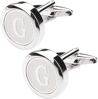 Dannyshi Mens Classic Stainless Steel Initial Cufflinks 26 Alphabet Initial Letter Cufflinks Business Wedding Shirts A-Z