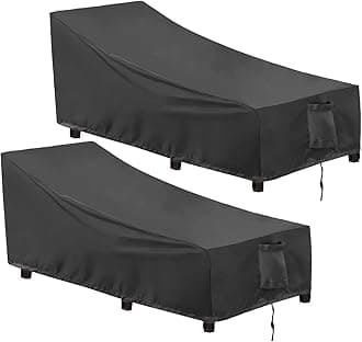 OutdoorLines Outdoor Waterproof Patio Chaise Lounge Chair Cover - UV Resistant Lounger Covers Heavy Duty Weatherproof Patio Sofa Furniture Covers, 2 Packs, 78Wx35.5Dx33H Inches, Black