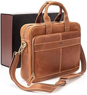 LuxorroFull-Grain Leather Briefcases for Men, Leather Laptop Briefcase For Men, Leather Bag, Leather Computer Bag For Men