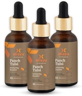 Akayu by Ashpveda Ayurvedic Tulsi Drops | 25 ml Best Panch Tulsi Oil | Natural Herbal Formula for Wellness & Vitality | Supports Relief in Cold, Cough & Mild Fever (Pack of 3)