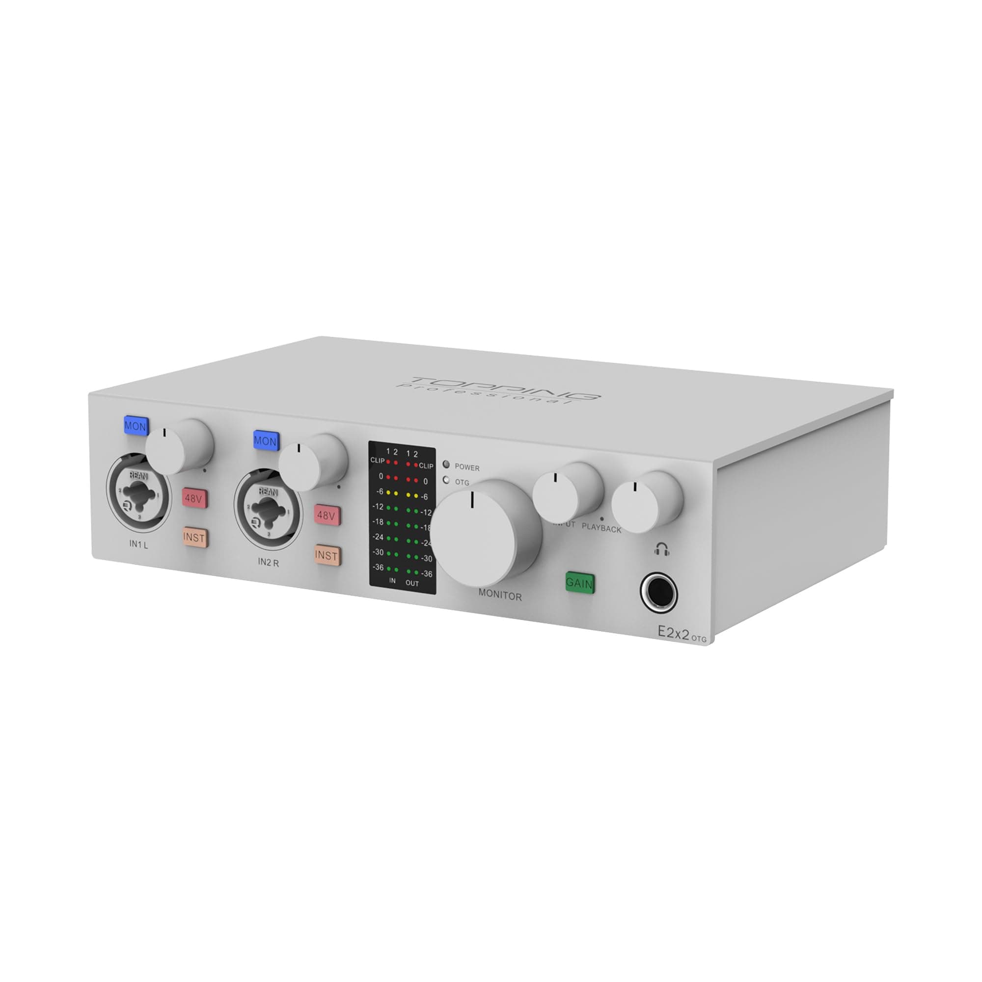 E2x2 OTG USB Audio Interface - Ultra-Linear Preamp & Powerful Headphone Amp,Optical Output, Dual Mobile Streaming, Zero-Latency, 192kHz/24bit Recording, PC/Mobile Compatible(White)