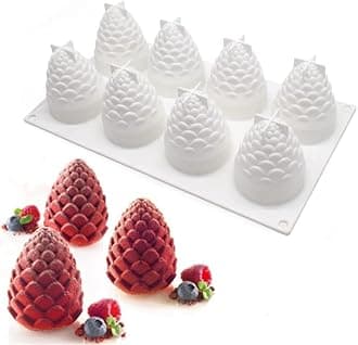 Silicone Mold Dessert Silicone Cake Mold For Baking Fondant Mould Fruit Shape Sugar Candy Jelly Bakeware Chocolates Mould (Pinecone B_11.68x6.84x3 inch)