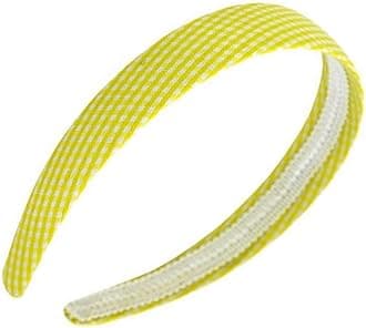 Gingham Hair Accessories for School Alice Band Slim Headband Scrunchy Clips (Yellow Gingham Wide Alice Headband)