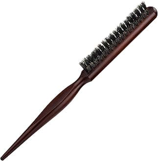 Boar Bristle Teasing Hair Brush, 100% Pure Boar Bristle Curl Training Hair Brush with Rat Tail Handle Comb for Thin Thick Hair to Create Volume and Smooth