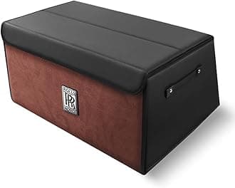 Foldable Car Trunk Organizer for Rolls-Royce Cullinan/Cullinan Black Badge 2015-2025, Large Capacity Multi Functional with Removable Partitions Car Storage Box,Medium-Brown