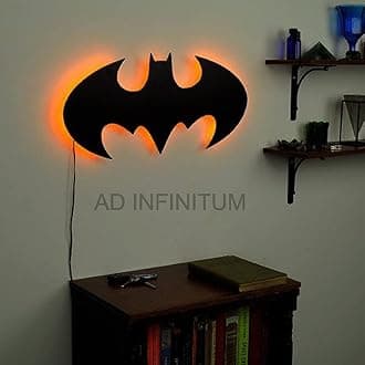 AD INFINITUM LED Wall Lamp, Comic Lover, Bat Cave, Night Lamp, for Gift, Kids Room, Gaming Setup, Gaming Room, Man Cave (Batman_Yellow)