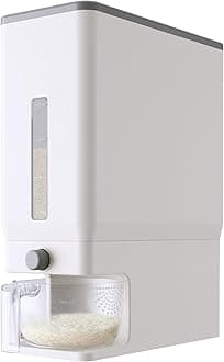 Lifewit Rice Dispenser Container 25 Lbs, 11.3kg Cereal Grain Flour Containers Storage with Measuring Cup, Sealed Moisture Proof Rice Bucket, BPA-Free Dry Food Soybean for Kitchen Pantry, White