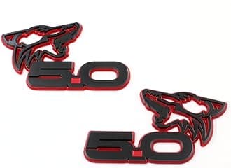 Pair Custom Coyote 5.0 Emblems Door Left Right 3D Badge Compatible with Mustang F150,Universal Car Vehicle, Truck (Black Red)