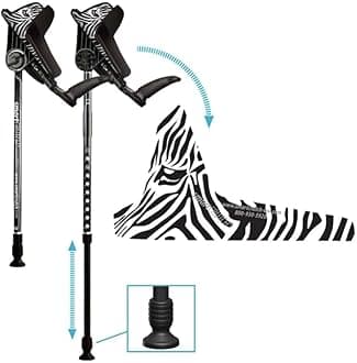 smartCRUTCH Zebra Series Custom Forearm Crutches for Adults, Multiple Colors, Adjustable Forearm Rotates 15-90 Degrees - Heights 4'4" to 6'4" - 265 lbs Non Weight Bearing