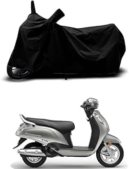 HEDWING Bike Body Cover Compatible for Suzuki Access 125 BS6 Water Resistant Dustproof/Indoor/Outdoor and Parking with All Varients Full Body Protection(Colour-Black)