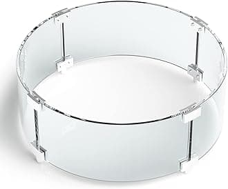 Grisun Round Fire Pit Glass Wind Guard - 23 x 23 x 6 inch, Thick 5/16 inch Heat-Resistant Tempered Glass Guard with Aluminum Alloy Corner Bracket and Feet for Propane, Gas, Outdoor