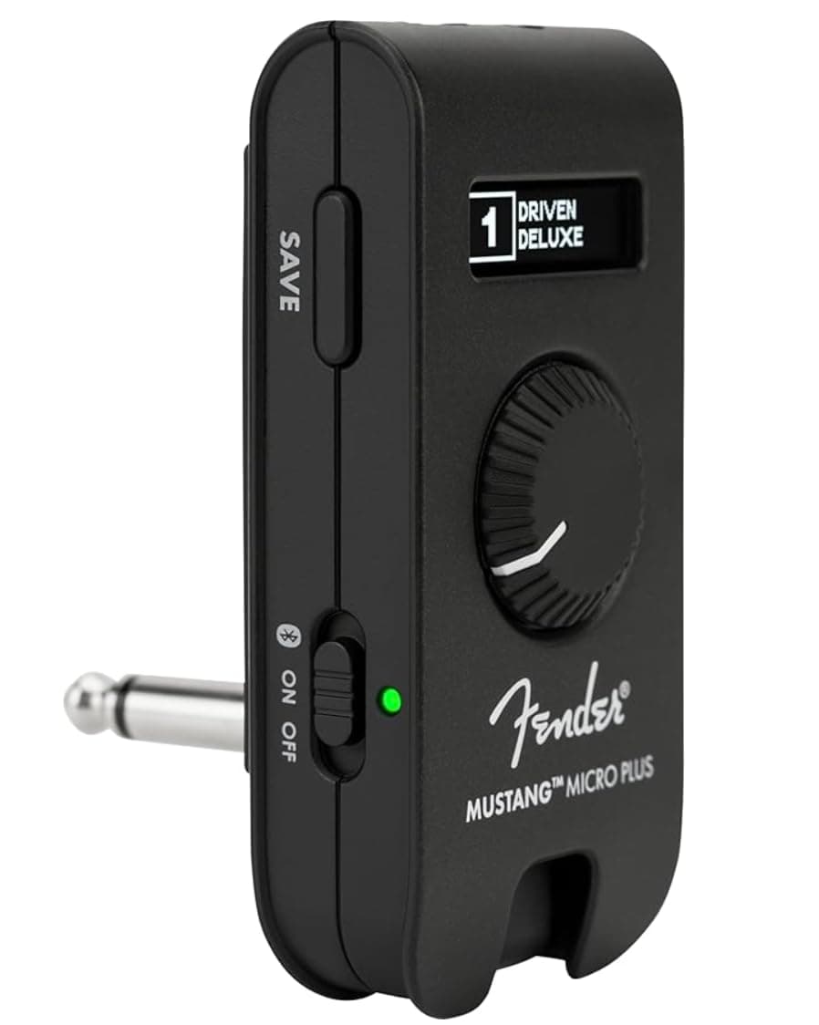 Fender Mustang Micro Plus Headphone Amplifier, Bluetooth Audio Streaming and 50 Amp and Effects Models, with 2-Year Warranty