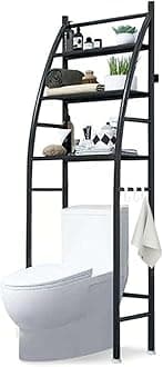 Lukzer Toilet Rack for Bathroom Multipurpose Storage Organizer Shelves Stand for Home, Garage, Balcony (Black/166 x 25 x 47 cm)