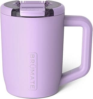 Müv - 15oz 100% Leak Proof Insulated Coffee Mug with Handle & Lid - Stainless Steel Coffee Travel Mug - Double Walled Coffee Cup (Lavender)