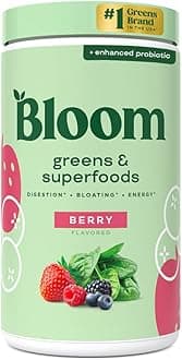 Superfood Greens Powder, Digestive Enzymes with Probiotics and Prebiotics, Gut Health, Bloating Relief for Women, Chlorella, Green Juice Mix with Beet Root Powder, 60 SVG, Berry