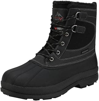 Men's Waterproof Winter Snow Boots,Size 9.5W,Black,AVENUE-W