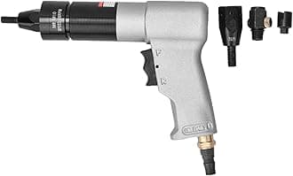 Pneumatic Riveting, High Performance Air Riveter with Self Locking Design, Ergonomic Anti Slip Handle, for Metal Plate Pipe Riveting Projects, Includes Nut Chuck and (M8/M10 KP-7323)