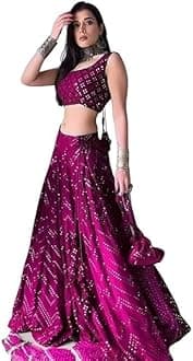 Women's Embroidered Semi Stitched Lehenga Choli Dupatta set with unstiched blouse piece and Flare Lehenga choli