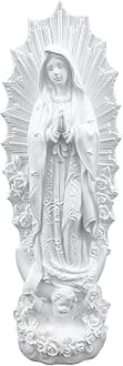 Our Lady of Guadalupe Statue, White Virgen de Guadalupe Statues, Small Catholic Mexico Virgin Mary Figurine, Resin Virgencita Maria Estatua Religious Decor 8 Inch