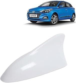 KINGSWAY Accessories Shark Fin Car Antenna Universal Size and Compatible with Hyundai Elite I20 Year 2018 to 2020, Car Radio FM AM, DIY Easy Replacement Original Car Antenna, 1 Piece, White Color