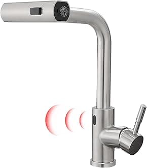 GIMILI Touchless Kitchen Faucet with Pull Down Sprayer, 15” Hight Brushed Nickel Single Hole Handle Kitchen Sink Faucets