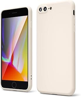 oakxco for iPhone 7 Plus Case iPhone 8 Plus Case Liquid Silicone, Cute Thin Slim Soft Rubber Gel Smooth Cover for Women Girl, Matte TPU Solid Aesthetic Design Protective & Shockproof, Beige Stone