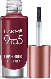 Lakmé 9 to 5 Primer + Gloss Nail Colour, Red Alert, 6 ml