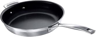 Le Creuset 96200328001000 Non-Stick Frying Pan with Counter-Handle Made of 3-Ply Stainless Steel, Diameter 28 cm, Suitable for All Hobs Including Induction, Silver