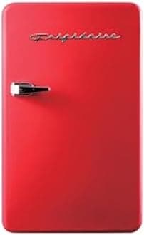 Frigidaire Retro Compact Refrigerator with Chiller, 3.2 cu ft Countertop Fridge, Built-In Bottle Opener, Rounded Corners, Premium, for Office, Bedroom, Dorm Room, Cabin, 18.5D x 20W x 31.5H (Red)