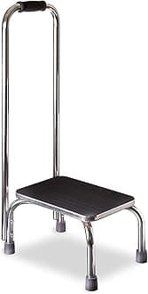 Duro-Med Step Stool with Handle, Silver and Black Medical Step Stool