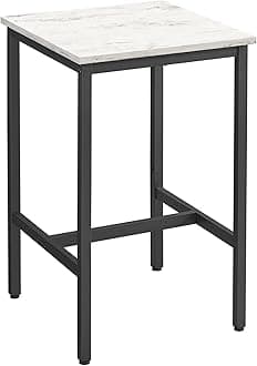 VASAGLE Breakfast Bar, Square Tall Bar Table, Heavy-Duty Steel Frame, 60 x 60 x 92 cm, Easy Assembly, for Kitchen Living Room, Industrial Style, Vintage White and Black LBT025B73