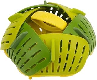 Bloom Folding Steamer Basket for Vegetables, Expandable for Various Pans, Compact Storage - Green