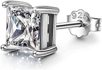 925 Silver Men's Square Solitaire Stud Earring | 92.5 Sterling Silver and Diamond like Brilliance Sparkling Zirconia | Single Stud for Men | Lovely Gift