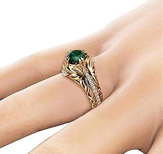 Goldenchen Fashion Jewelry 14k Gold Filled Emerald Diamond Ring Women Anniversary Engagement Wedding Gemstone Ring (9)