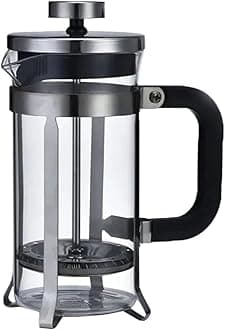 Coffee Plunger French Press Coffee and Tea Maker, Borosilicate Glass Coffee Press, Stainless Steel Filter, Durable and Heat Resistant, Black |600 ml|