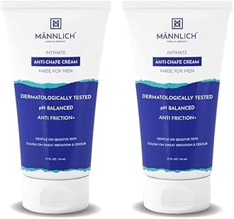 Mannlich Anti Chafing Cream for Men, Anti-Rash Cream for Intimate Areas, Reduces Inner Thigh Rashes from Sports and Fitness Activities, Prevents from Sweat, Odor, Irritation & Rashes | Dermatologically Tested | 50ml (Pack of 2)